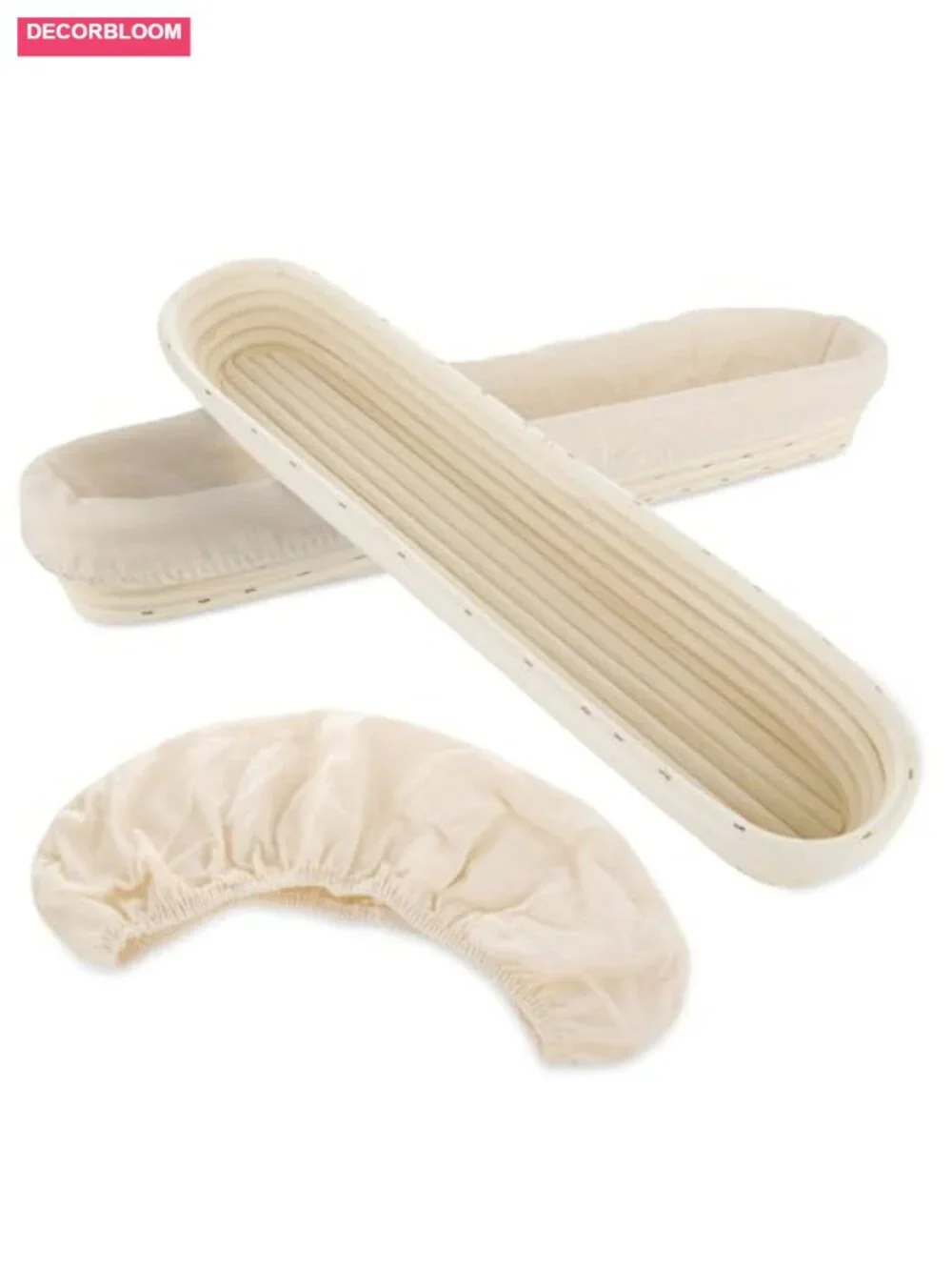 Natural Rattan Baguette Banneton Bread Proofing Basket with Linen Liner, 17